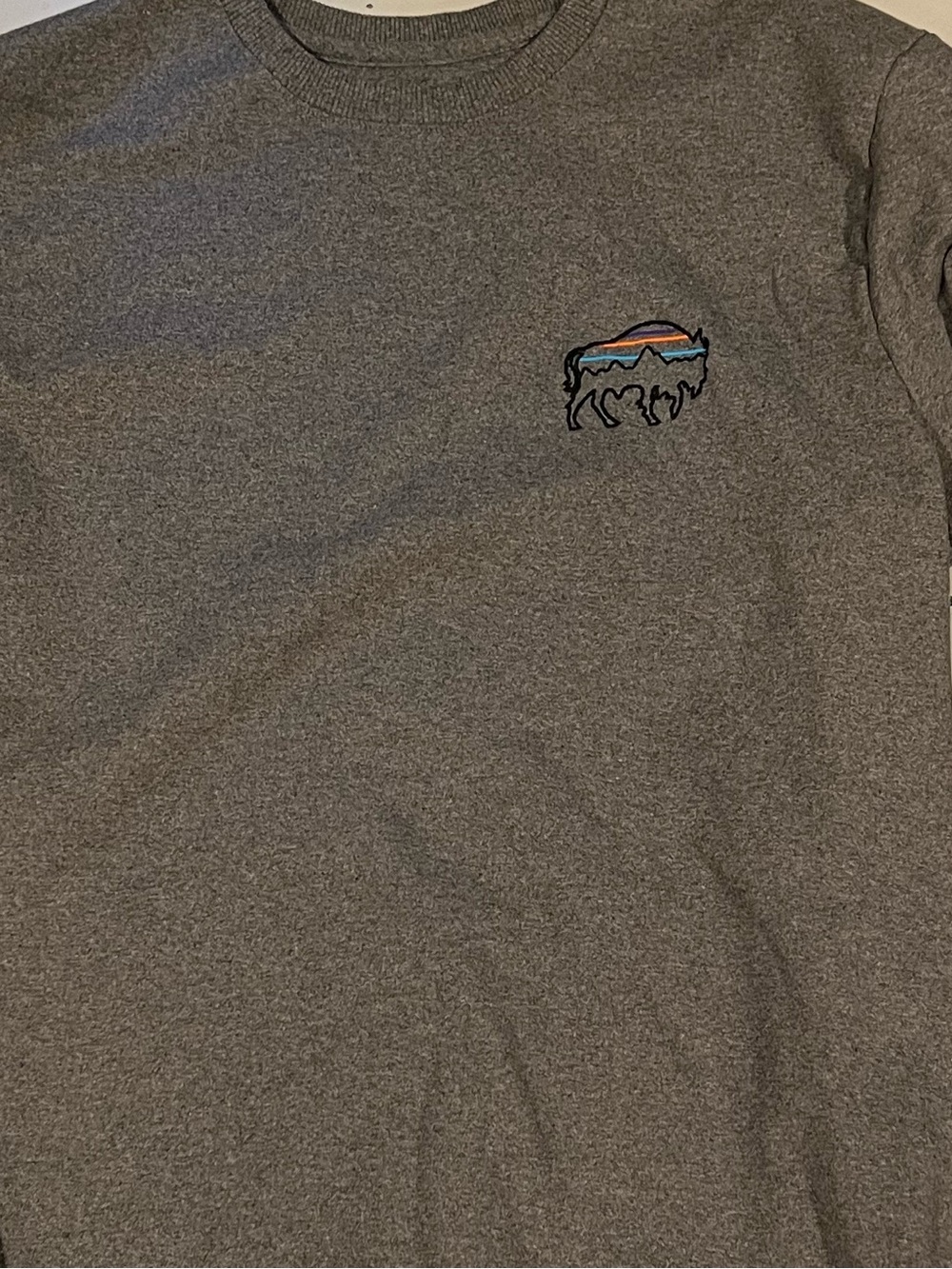 Patagonia Men's Crewneck Sweatshirt - Heather Gray with Multicolor Logo - Picture 2 of 3